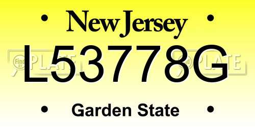 L53778G New Jersey License Plate
