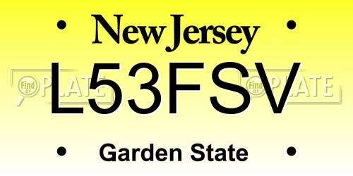 L53FSV New Jersey License Plate