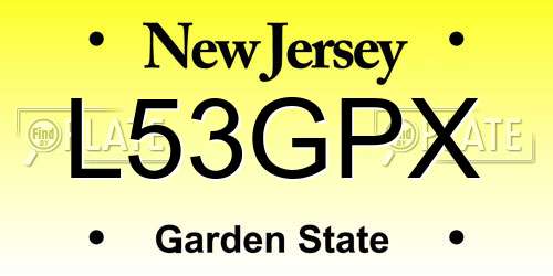 L53GPX New Jersey License Plate