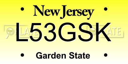 L53GSK New Jersey License Plate