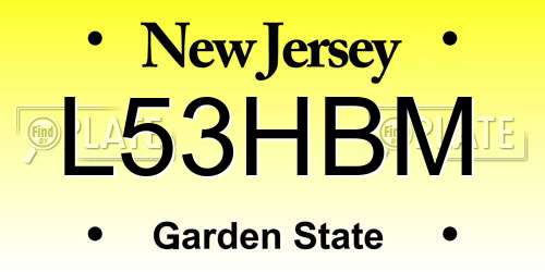 L53HBM New Jersey License Plate