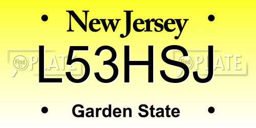 L53HSJ New Jersey License Plate