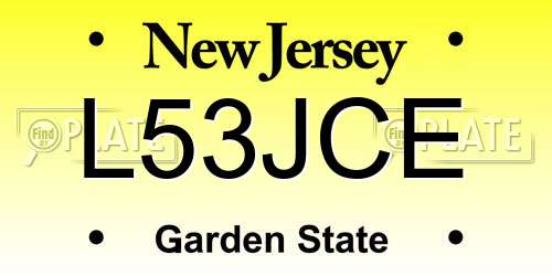 L53JCE New Jersey License Plate