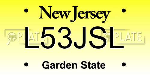 L53JSL New Jersey License Plate
