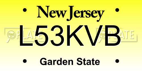 L53KVB New Jersey License Plate