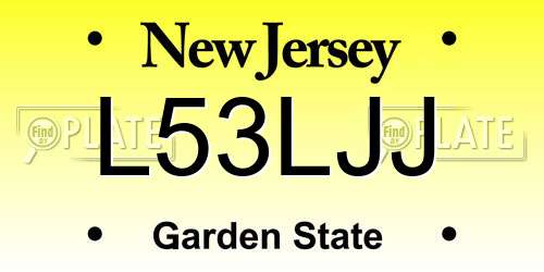 L53LJJ New Jersey License Plate