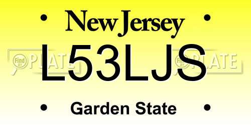 L53LJS New Jersey License Plate