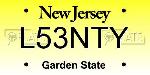 L53NTY New Jersey License Plate