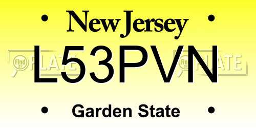 L53PVN New Jersey License Plate