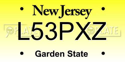 L53PXZ New Jersey License Plate