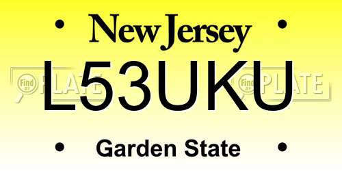 L53UKU New Jersey License Plate