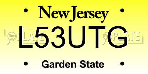 L53UTG New Jersey License Plate