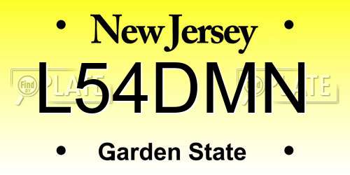 L54DMN New Jersey License Plate