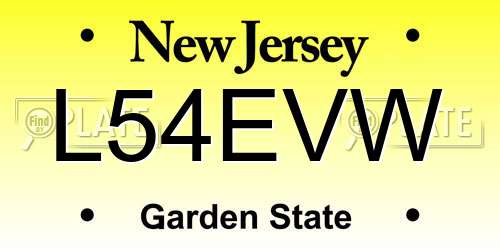 L54EVW New Jersey License Plate