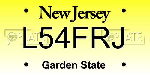 L54FRJ New Jersey License Plate