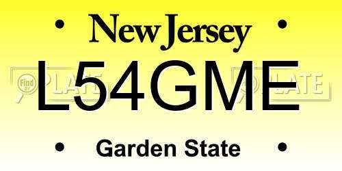 L54GME New Jersey License Plate