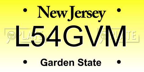 L54GVM New Jersey License Plate