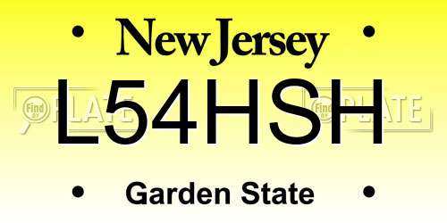 L54HSH New Jersey License Plate