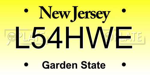 L54HWE New Jersey License Plate