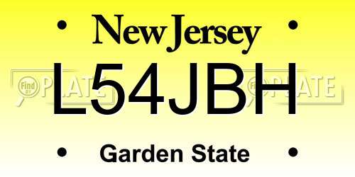 L54JBH New Jersey License Plate
