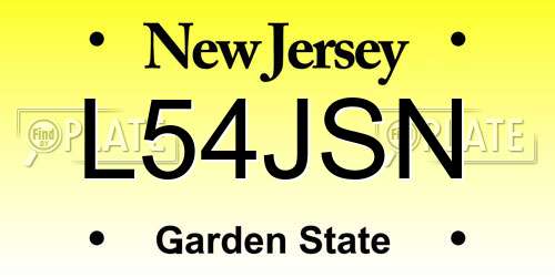 L54JSN New Jersey License Plate