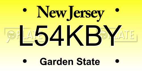 L54KBY New Jersey License Plate
