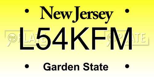 L54KFM New Jersey License Plate