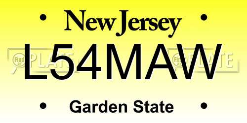 L54MAW New Jersey License Plate