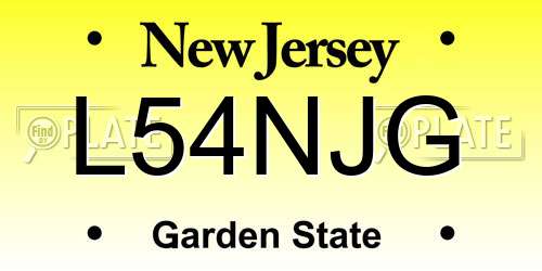 L54NJG New Jersey License Plate