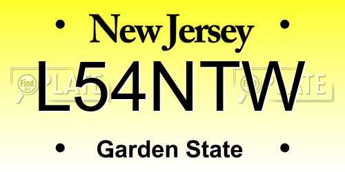 L54NTW New Jersey License Plate