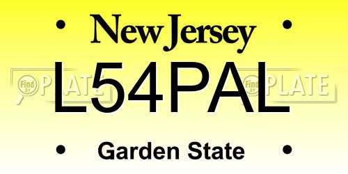 L54PAL New Jersey License Plate
