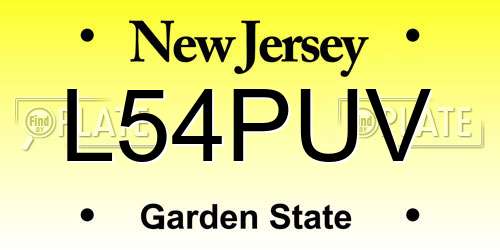 L54PUV New Jersey License Plate