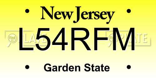 L54RFM New Jersey License Plate