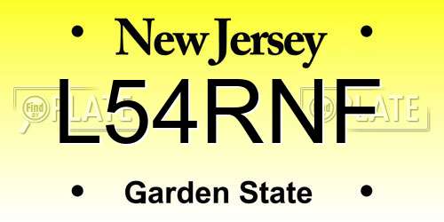 L54RNF New Jersey License Plate