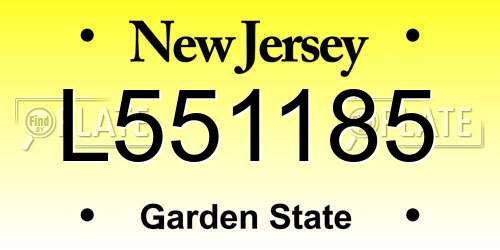 L551185 New Jersey License Plate