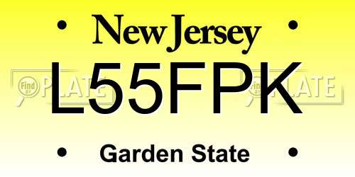 L55FPK New Jersey License Plate