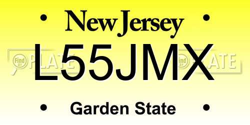 L55JMX New Jersey License Plate