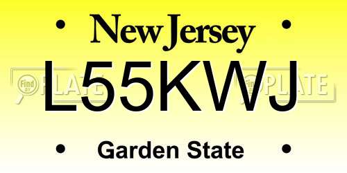 L55KWJ New Jersey License Plate