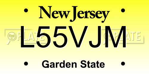 L55VJM New Jersey License Plate