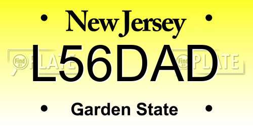 L56DAD New Jersey License Plate
