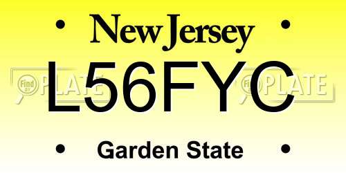 L56FYC New Jersey License Plate