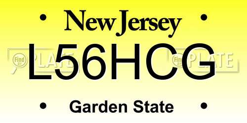 L56HCG New Jersey License Plate