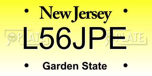 L56JPE New Jersey License Plate