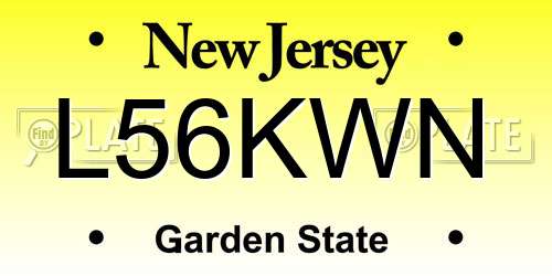 L56KWN New Jersey License Plate