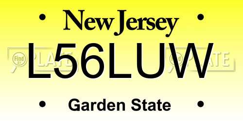 L56LUW New Jersey License Plate