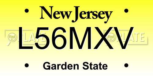 L56MXV New Jersey License Plate
