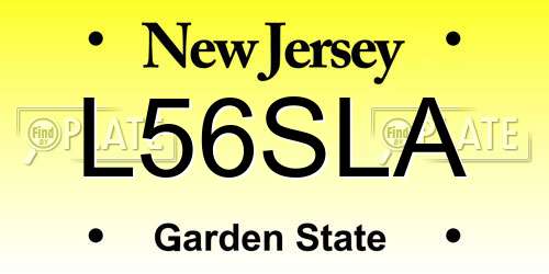 L56SLA New Jersey License Plate