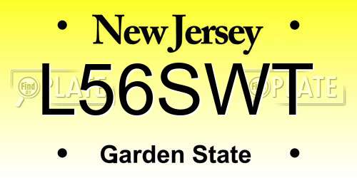 L56SWT New Jersey License Plate