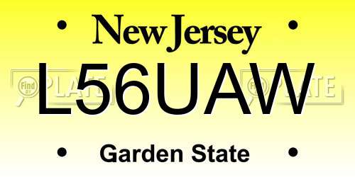 L56UAW New Jersey License Plate