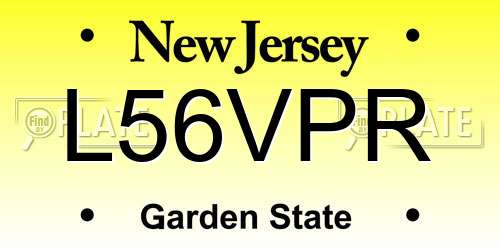 L56VPR New Jersey License Plate